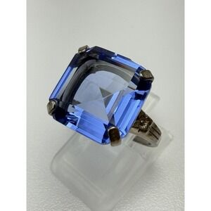 Mondo Mondo Sterling Silver Blue Crystal Statement Ring Sz 6 New Box